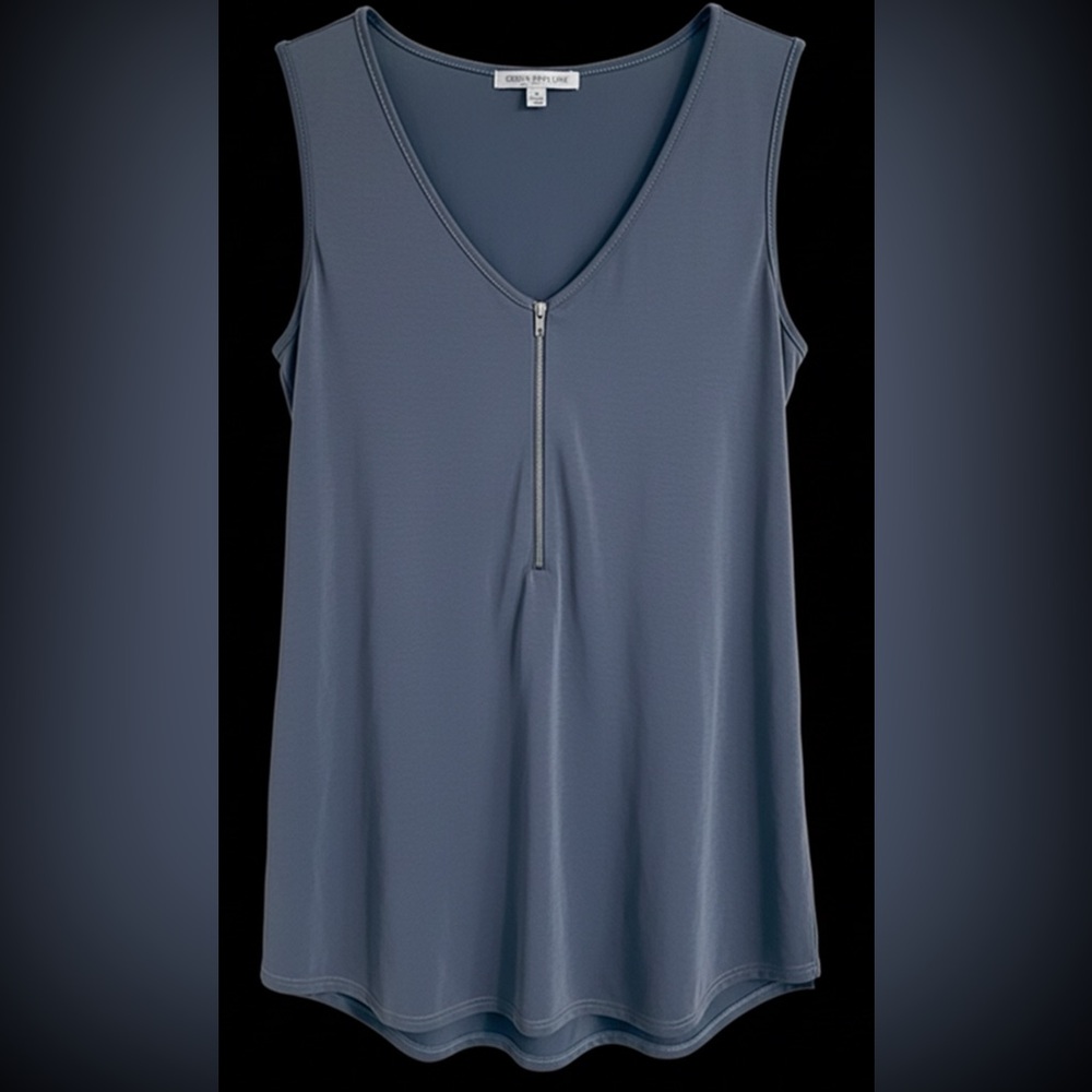 Green Envelope Los Angeles Zip-Front Sleeveless Top – XL – Grey